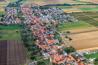 Vue aérienne de Vue du village depuis le sud-est à Freckenfeld dans le département Rhénanie-Palatinat, Allemagne