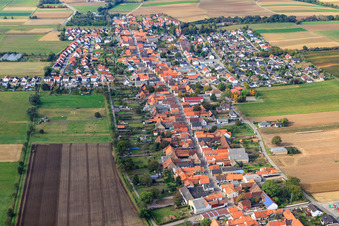 Vue aérienne de Vue du village depuis le sud-est à Freckenfeld dans le département Rhénanie-Palatinat, Allemagne