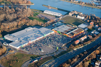 Vue aérienne de Centre Luitpold à le quartier Maximiliansau in Wörth am Rhein dans le département Rhénanie-Palatinat, Allemagne