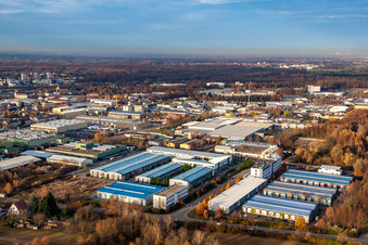 Vue aérienne de Parc industriel Rastatt Lochfeldstr à le quartier Rauental in Rastatt dans le département Bade-Wurtemberg, Allemagne