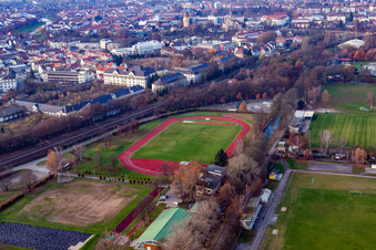 Vue aérienne de SV Niederbühl Danube à le quartier Niederbühl in Rastatt dans le département Bade-Wurtemberg, Allemagne