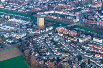 Vue aérienne de Pont Hindenburg à Rastatt dans le département Bade-Wurtemberg, Allemagne