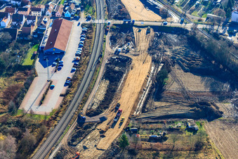 Photographie aérienne de Chantier de construction au passage à niveau d'Ottstr à Wörth am Rhein dans le département Rhénanie-Palatinat, Allemagne