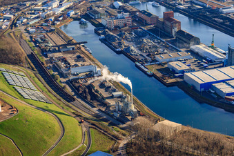 Vue aérienne de Centrale d'enrobage Karlsruhe GmbH & Co. OHG à le quartier Mühlburg in Karlsruhe dans le département Bade-Wurtemberg, Allemagne