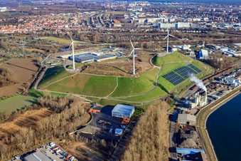 Photographie aérienne de Décharge Ouest (Energy Mountain) à le quartier Knielingen in Karlsruhe dans le département Bade-Wurtemberg, Allemagne