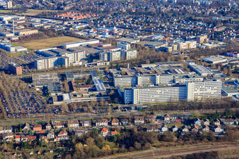 Photographie aérienne de Siemens AG, site de fabrication et de développement Karlsruhe à le quartier Knielingen in Karlsruhe dans le département Bade-Wurtemberg, Allemagne