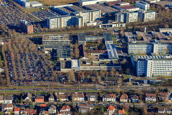 Siemens AG, site de fabrication et de développement Karlsruhe à le quartier Knielingen in Karlsruhe dans le département Bade-Wurtemberg, Allemagne vue d'en haut