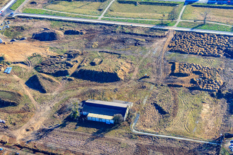 Vue aérienne de Nouvelle zone de développement Eichheckle à le quartier Knielingen in Karlsruhe dans le département Bade-Wurtemberg, Allemagne