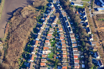 Vue aérienne de Blenkerstraße, Blindstr à le quartier Knielingen in Karlsruhe dans le département Bade-Wurtemberg, Allemagne