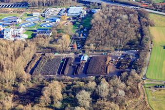 Vue aérienne de Usine de compostage Knielingen à le quartier Knielingen in Karlsruhe dans le département Bade-Wurtemberg, Allemagne