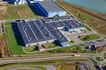 Photographie aérienne de Usine de papier Palm dans la zone industrielle d'Oberwald à Wörth am Rhein dans le département Rhénanie-Palatinat, Allemagne