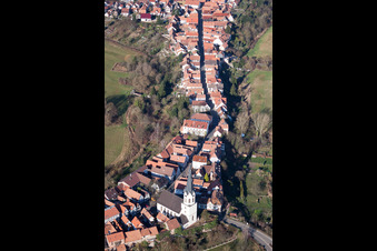 Vue aérienne de Vieille ville et centre-ville Hinterstädel Ludwigstraße à Jockgrim dans le département Rhénanie-Palatinat, Allemagne