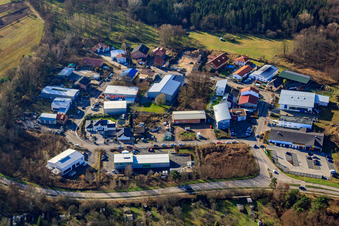 Vue aérienne de Zone commerciale de Mittelwegring à Jockgrim dans le département Rhénanie-Palatinat, Allemagne