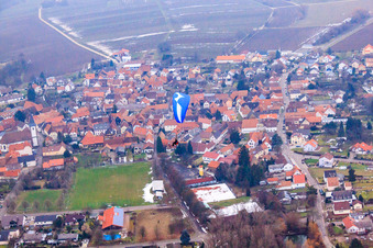 Vue aérienne de Parapentes en hiver à le quartier Mörzheim in Landau in der Pfalz dans le département Rhénanie-Palatinat, Allemagne