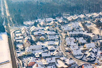 Photographie aérienne de Dans les carrières d'argile en hiver avec de la neige à Rheinzabern dans le département Rhénanie-Palatinat, Allemagne