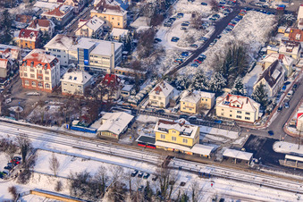 Photographie aérienne de Gare en hiver avec de la neige à Kandel dans le département Rhénanie-Palatinat, Allemagne