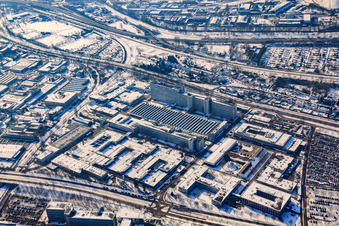 Vue oblique de SIEMENS AG en hiver avec de la neige à le quartier Knielingen in Karlsruhe dans le département Bade-Wurtemberg, Allemagne