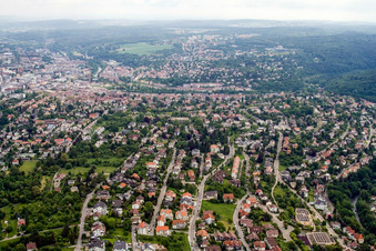 Vue aérienne de Sud-Ouest à le quartier Brötzingen in Pforzheim dans le département Bade-Wurtemberg, Allemagne
