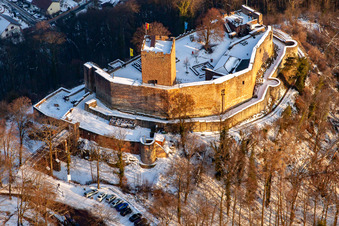Ruines de Landeck à Klingenmünster dans le département Rhénanie-Palatinat, Allemagne depuis l'avion
