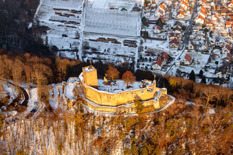 Ruines de Landeck à Klingenmünster dans le département Rhénanie-Palatinat, Allemagne du point de vue du drone