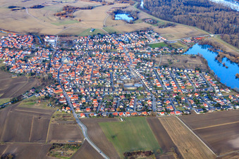 Photographie aérienne de Vue de la ville depuis le sud-ouest à Leimersheim dans le département Rhénanie-Palatinat, Allemagne