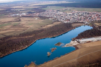 Vue aérienne de Zone commerciale de Schlangenlach à Linkenheim-Hochstetten dans le département Bade-Wurtemberg, Allemagne