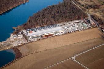 Vue aérienne de Zone commerciale de Schlangenlach à Linkenheim-Hochstetten dans le département Bade-Wurtemberg, Allemagne
