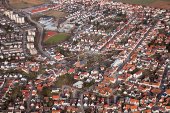 Vue aérienne de Gravières à le quartier Linkenheim in Linkenheim-Hochstetten dans le département Bade-Wurtemberg, Allemagne