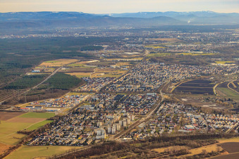 Vue aérienne de Quartier du nord à le quartier Eggenstein in Eggenstein-Leopoldshafen dans le département Bade-Wurtemberg, Allemagne