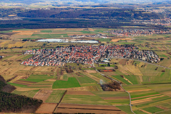Vue aérienne de De l'ouest à le quartier Spöck in Stutensee dans le département Bade-Wurtemberg, Allemagne