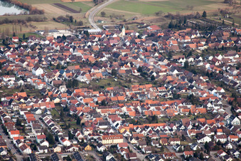 Vue aérienne de De l'ouest à le quartier Spöck in Stutensee dans le département Bade-Wurtemberg, Allemagne