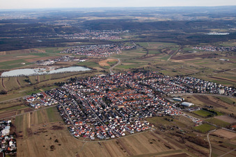 Photographie aérienne de De l'ouest à le quartier Spöck in Stutensee dans le département Bade-Wurtemberg, Allemagne