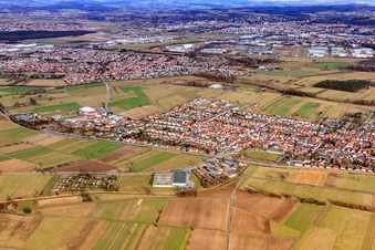 Vue aérienne de De l'ouest à le quartier Spöck in Stutensee dans le département Bade-Wurtemberg, Allemagne