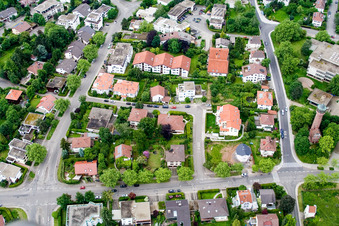 Vue aérienne de Avenue des Vosges à le quartier Südweststadt in Pforzheim dans le département Bade-Wurtemberg, Allemagne