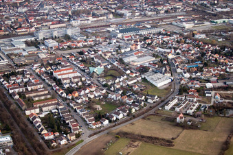 Vue aérienne de Saint Joseph à Bruchsal dans le département Bade-Wurtemberg, Allemagne