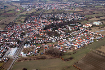 Vue aérienne de Langenbrücken à le quartier Bad Langenbrücken in Bad Schönborn dans le département Bade-Wurtemberg, Allemagne