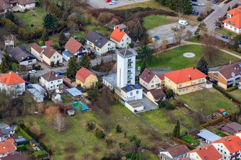 Vue aérienne de Cercle du Graal Nord Baden à le quartier Bad Langenbrücken in Bad Schönborn dans le département Bade-Wurtemberg, Allemagne