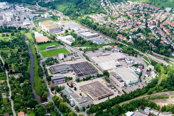 Vue aérienne de Zone industrielle Brötzingen à le quartier Brötzingen in Pforzheim dans le département Bade-Wurtemberg, Allemagne
