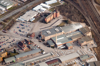 Vue aérienne de Friedrichsfeld à le quartier Rheinau in Mannheim dans le département Bade-Wurtemberg, Allemagne