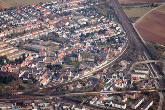 Vue aérienne de Quartier Friedrichsfeld in Mannheim dans le département Bade-Wurtemberg, Allemagne