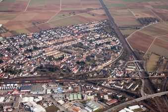 Vue aérienne de Quartier Friedrichsfeld in Mannheim dans le département Bade-Wurtemberg, Allemagne