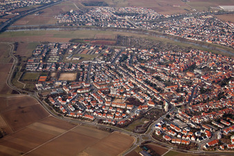 Vue aérienne de Quartier Seckenheim in Mannheim dans le département Bade-Wurtemberg, Allemagne