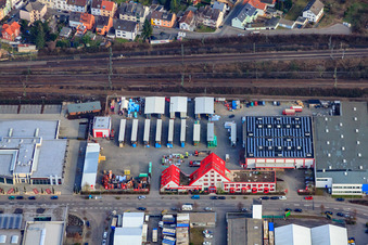 Vue aérienne de Couvreur achetant au Sud à le quartier Friedrichsfeld in Mannheim dans le département Bade-Wurtemberg, Allemagne