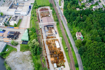 Vue aérienne de Partenaire de Sülzle Steel à le quartier Brötzingen in Pforzheim dans le département Bade-Wurtemberg, Allemagne