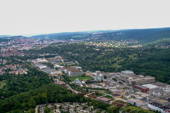 Vue aérienne de Bruno Bader, DRIVE IN BOX à le quartier Brötzingen in Pforzheim dans le département Bade-Wurtemberg, Allemagne