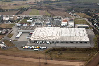 Photographie aérienne de Complexe immobilier et terrain du centre logistique Aldi Süd à Ketsch dans le département Bade-Wurtemberg, Allemagne