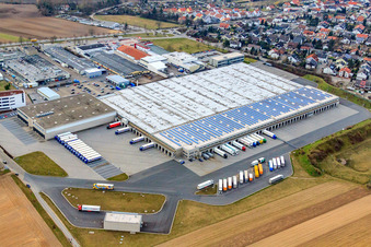Photographie aérienne de Centre logistique Aldi à Ketsch dans le département Bade-Wurtemberg, Allemagne