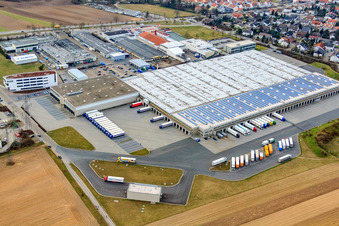 Vue oblique de Centre logistique Aldi à Ketsch dans le département Bade-Wurtemberg, Allemagne