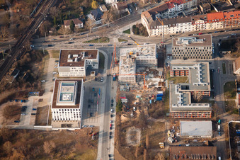 Projet EASTSITE de BAU Bauträgergesellschaft mbH à le quartier Neuostheim in Mannheim dans le département Bade-Wurtemberg, Allemagne depuis l'avion