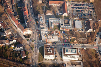 Vue aérienne de Seckenheimer Landstr à le quartier Neuostheim in Mannheim dans le département Bade-Wurtemberg, Allemagne